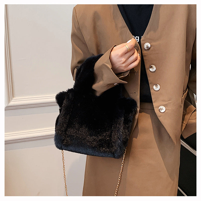 Chain Plush Handbag Totes Women Shoulder Bag