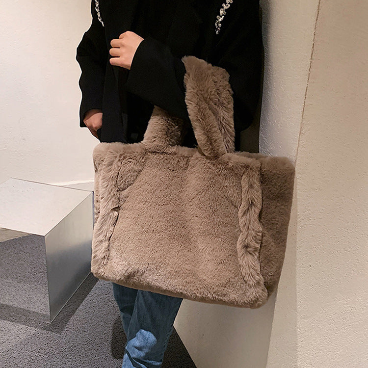 Chain Plush Handbag Totes Women Shoulder Bag