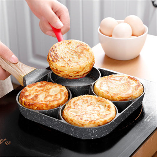 4 Hole Frying Pan Non Stick Breakfast Burger Egg Pancake Maker