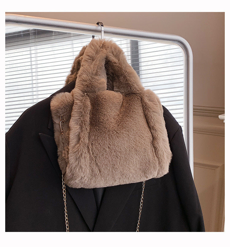 Chain Plush Handbag Totes Women Shoulder Bag