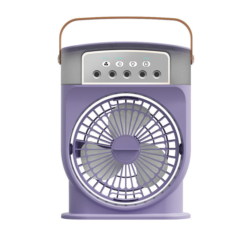 Portable USB Air Conditioner Cooling Fan With 5 Sprays 7 Color Light